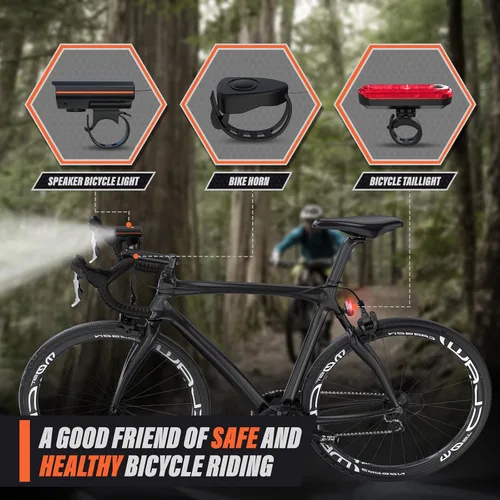 Vista 5 de Rechargeable Bike Lights, Ultra Bright Bike Lights for Night Riding, Road Mountain Bike Accessories for Kids Adults - Headlight with Tail Light