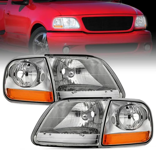 Vista 18 de Nilight - Conjunto de faros delanteros compatible con Ford F-150 Expedition 1997 1998 1999 2000 2001 2002 2003, carcasa negra, reflector ámbar