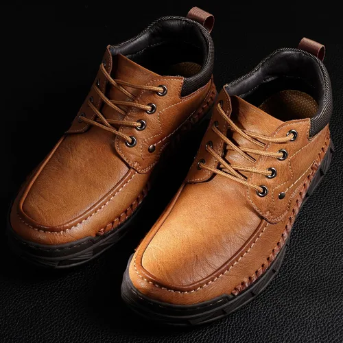 Vista 2 de Men Shoes Leather Casual Shoes Classics Slip on Shoes for Men Work Bussiness Office Drving Sneaker