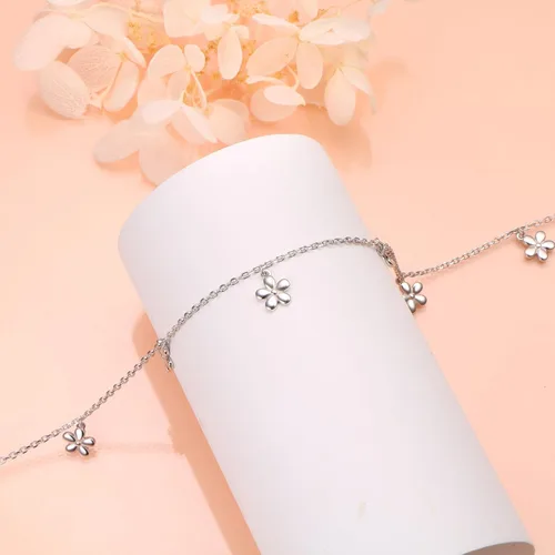 Vista 4 de Gargantilla de plata esterlina DAOCHONG con colgante, cadena de disco para mujer y chica, de 33cm + 7,6cm