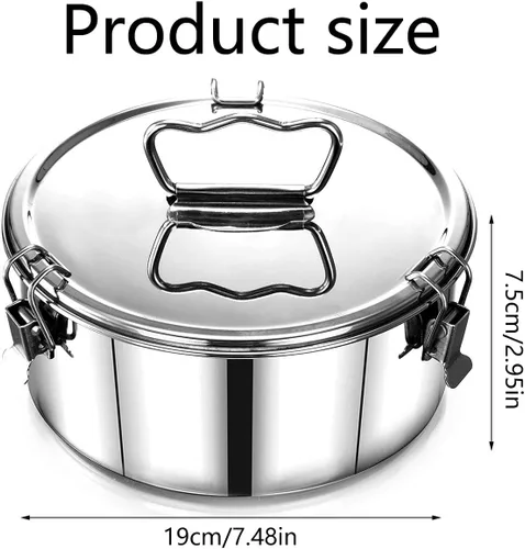 Vista 6 de Molde de flan con tapa, molde de acero inoxidable con asa, 1.5 cuartos de galón de gran capacidad, máquina de flan flanera de flanera de gran
