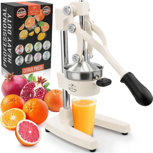 Vista 36 de Zulay Kitchen Exprimidor de hierro fundido, exprimidor de naranja resistente con coladores desmontables para una fácil limpieza, prensa de cítricos