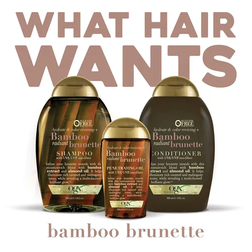 Vista 3 de OGX Hydrate & Tone Reviving + Bamboo Radiant Brunette Aceite Penetrante, 3.3 onzas