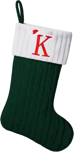 Vista 35 de Medias de Navidad personalizadas de 19 pulgadas con iniciales bordadas, medias de Navidad de punto negro para decoraciones de vacaciones familiares