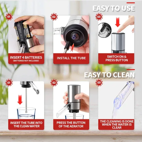 Vista 4 de Regalos de vino - Aireador de vino Pourer-Rocyis Dispensador de vino eléctrico, decantador de vino inteligente de un solo toque con base