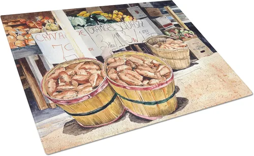 Vista 47 de Caroline's Treasures 1002LCB Barq's, Crabs and Spices Tabla de cortar de vidrio grande decorativa de vidrio templado Tabla de cortar y servir