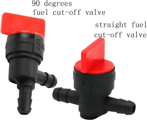 Vista 3 de Válvula de corte en ángulo recto de 1/4 "y válvula de cierre de combustible en línea, válvula de gas recta con abrazaderas para Briggs & Stratton