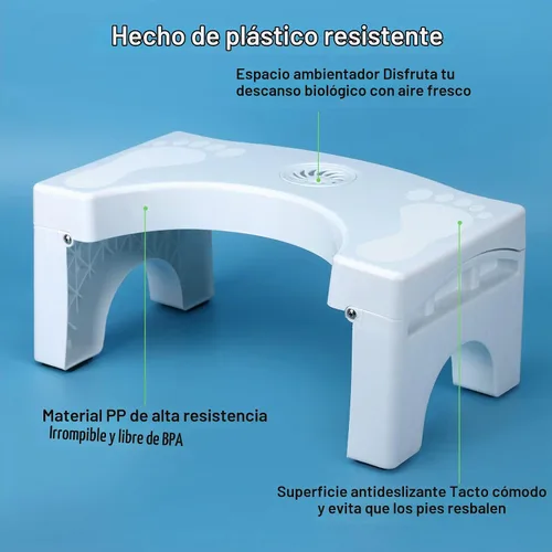 Vista 3 de Taburete plegable para inodoro para adultos, taburete portátil resistente Blanco