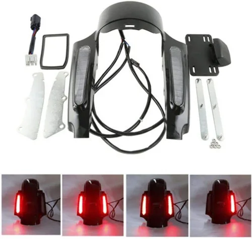 Vista 7 de TCT-MOTORPARTS Juego de fascia de extensión de guardabarros trasero con luz LED para Harley Touring modelos Road King, Road Glide, Street Glide