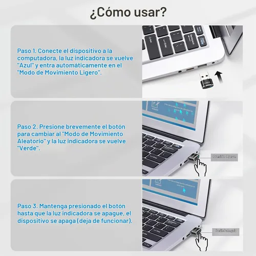 Vista 6 de AUEDROT Mouse Jiggler Mouse Jiggler Indetectable USB Movedor de Ratón con Botón de Interruptor, Mouse Wiggler Automático con 2 Modos Jiggle