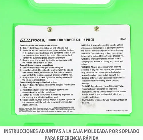 Vista 6 de OEMTOOLS 26554 Kit de servicio frontal, extractor de brazo Pitman y separador de rótulas, herramienta de extracción de barra de acoplamiento