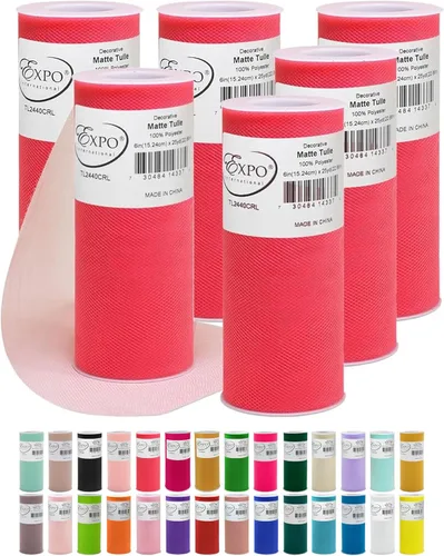 Vista 20 de Expo International Tul mate decorativo, tela de tul de poliéster ligero para tutús, disfraces y decoraciones de fiestas, lavable, fácil de usar, 6
