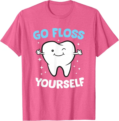 Vista 39 de Camiseta higienista dental, asistente dental, Go Floss Yourself dentista, Negro, S