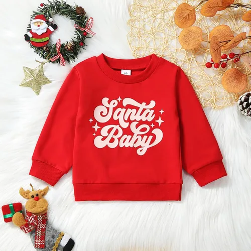 Vista 2 de Ayalinggo Suéter de Navidad para bebé, niña, niño, suéter de manga larga, sudadera para otoño e invierno