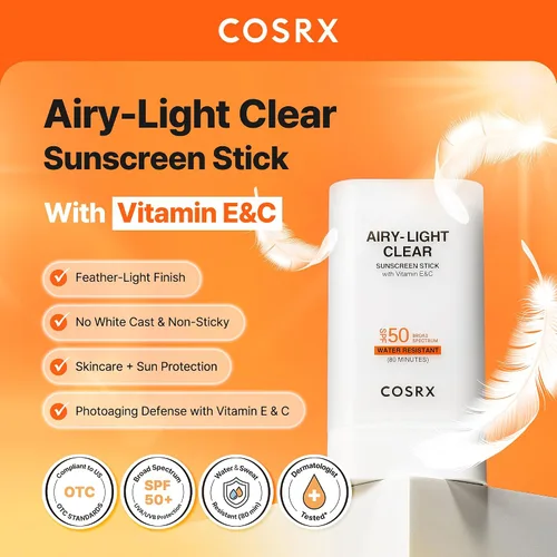 Vista 5 de COSRX Protector solar con vitamina E y luz aireada con llavero gratis, exclusivo de Amazon, protector solar coreano para piel grasa, artículos