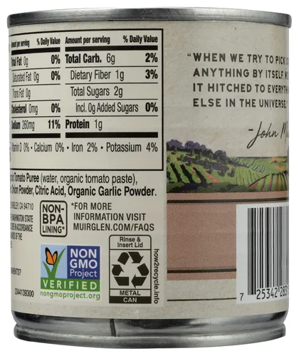 Vista 2 de MUIR GLEN Salsa de tomate orgánico, 8 oz