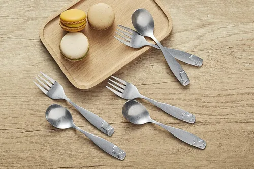 Vista 8 de ANNOVA Cubertería para niños con acabado mate, de alta calidad, de acero inoxidable, tenedores, cucharadas, utensilios para niños, oxidados
