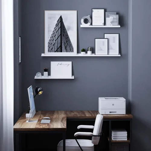 Vista 6 de Wallniture Denver - Estantes flotantes de 48 a 24 a 24 pulgadas para marcos de fotos, decoración de pared de collage, juego de estantes de repisa