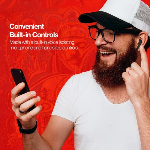 Vista 6 de SANTANA BY CARLOS SANTANA Vida Active - Auriculares inalámbricos Bluetooth con funda de carga, color negro