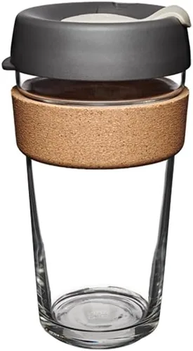 Vista 17 de KeepCup Brew Cork - Taza de café reutilizable de vidrio templado y corcho natural, M 12 oz/340 ml - Negro