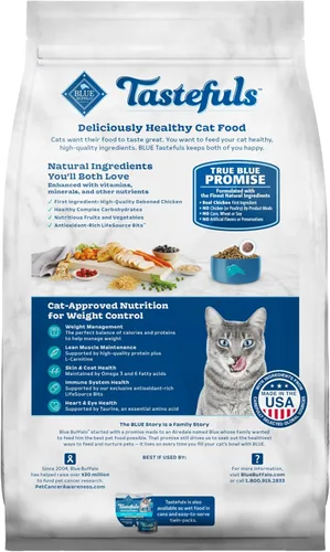 Vista 2 de Blue Buffalo Tastefuls - Comida natural para gatos adultos, control de peso, bolsa de 7 libras