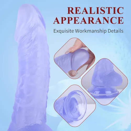 Vista 6 de Consolador sexual realista de 7 pulgadas, consolador suave con eje curvado para estimulación del punto G vaginal, material seguro para el cuerpo