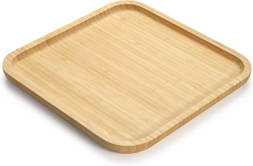 Vista 11 de Bandeja de servir de bambú, bandeja redonda de madera, bandeja de servir de madera, fruta, pan, plato de ensalada, tabla de servir charcutería, 9.8