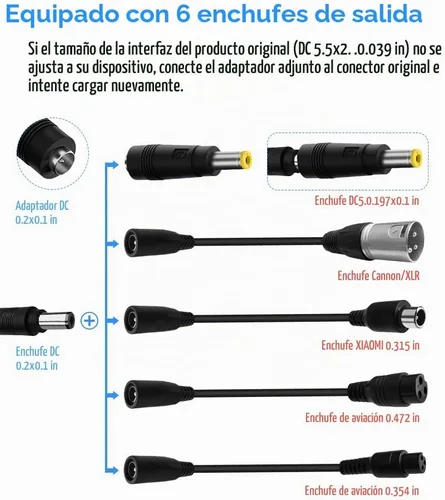Vista 3 de Cargador de 54.6V 3A/5A con 6 enchufes adecuado para varias baterías de litio, como cortacésped y baterías de litio para sillas de ruedas, etc.