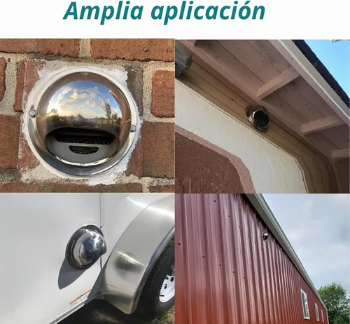 Vista 7 de Cubierta de ventilación de pared de 4 pulgadas Allvent, rejilla de escape redonda de acero inoxidable, salida de ventilación de aire de pared