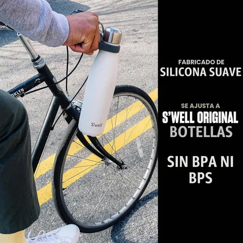 Vista 3 de S'well - Mango para botella de agua, color gris, se adapta a botellas de 9, 17 y 25 onzas, una forma cómoda de llevar tu botella a cualquier parte