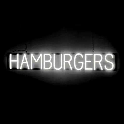 Vista 12 de SpellBrite HAMBURGERS Letrero para restaurantes Letreros relacionados con el comedor con aspecto de neón, luz LED roja 40.0 x 6.3 pulgadas Rojo