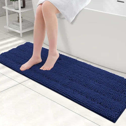 Vista 246 de Grandaily Alfombras de baño de felpilla a rayas de 24 x 16 pulgadas, extra gruesas y suaves, absorbentes, parte trasera de goma, alfombra de ducha