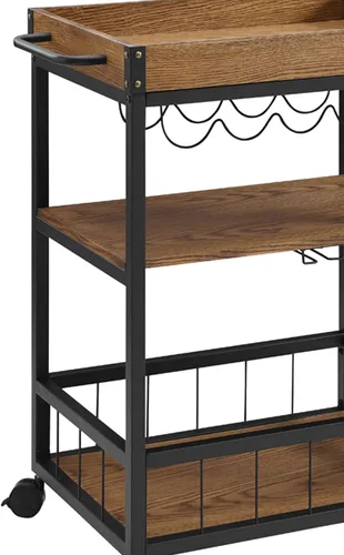 Vista 14 de Carrito de cocina portable Linon Austin., Madera, Negro