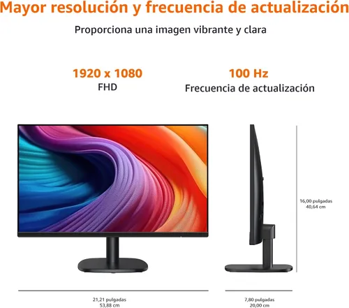 Vista 5 de Amazon Basics Monitor de 24 Pulgadas (23.8 Pulgadas visibles), FHD 1080P, Máx 100Hz, Compatible con VESA, Altavoces Integrados, Negro