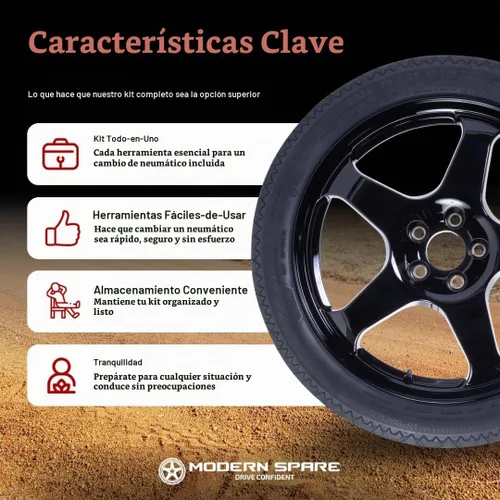 Vista 3 de Kit completo de neumáticos de repuesto compactos con funda de transporte, se adapta a Tesla Model 3 2017-2025 Complete emergency spare tire