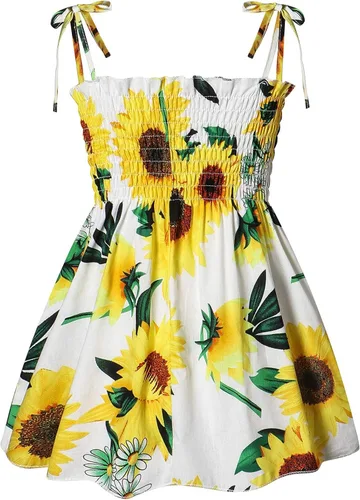 Vista 2 de Vestidos de verano para niña, estilo casual, sin mangas, con tirantes florales