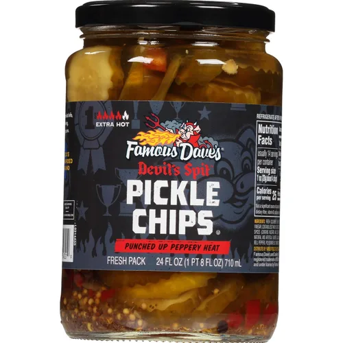 Vista 5 de Famous Dave's Paquete variado de encurtidos – 2 paquetes de chips de pepinillo dulce y picante y 1 paquete de chips de pepinillo Devil's Spit