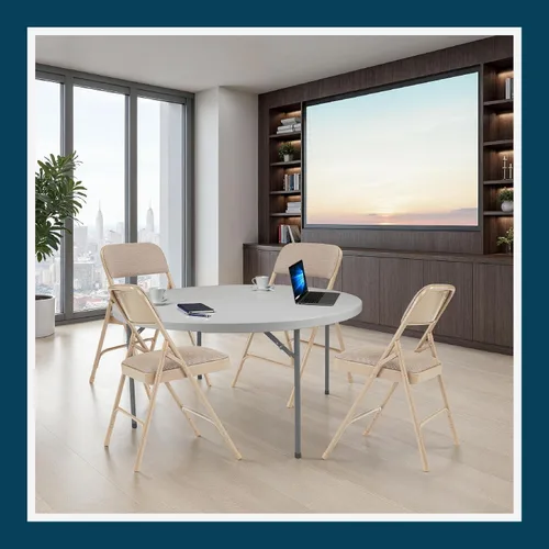 Vista 11 de OEF Furnishings Serie OEF2200 - Sillas plegables de doble bisagra acolchadas de tela de alta calidad para servicio pesado