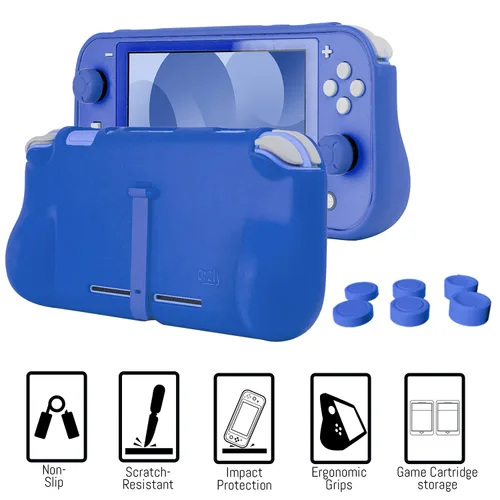 Vista 2 de Orzly Switch Lite Accessories Bundle - Funda y protector de pantalla para consola Nintendo Switch Lite, cable USB, soporte para juegos, funda