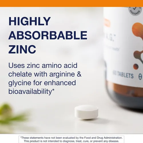 Vista 3 de Metagenics Zinc A.G. - Altamente absorbible - 20 mg de zinc - para apoyo inmunológico, salud ósea y metabolismo energético* - Arginato de zinc