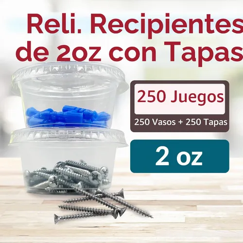 Vista 2 de Reli. Recipientes pequeños de 2 onzas con tapas 250 juegos Vasos