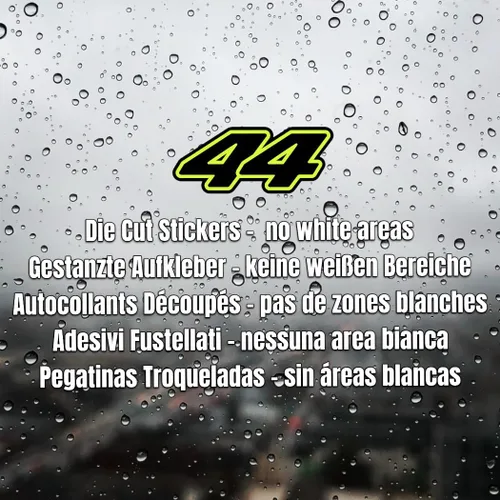 Vista 3 de Lewis Hamilton - Adhesivo para coche 44 2022 F1 Fórmula 1, negro/amarillo fluorescente
