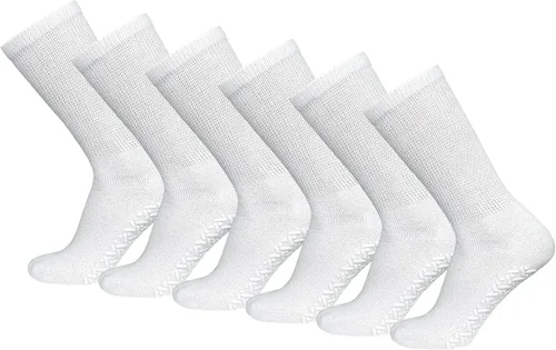 Vista 8 de Calcetines Brooklyn de algodón antideslizantes para diabéticos con neuropatía, sin apretar, control de tracción, paquete múltiple Negro - 12 pares