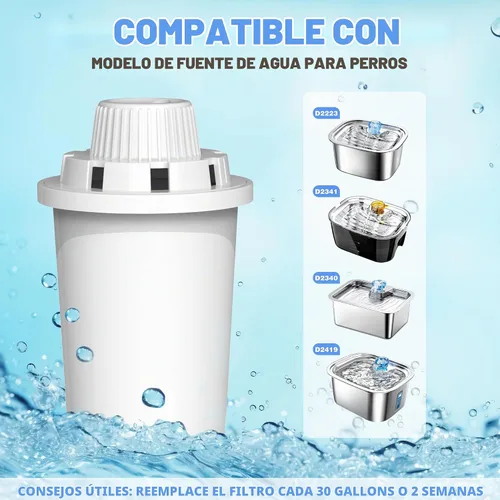Vista 5 de Filtros de repuesto para fuente de perro Lesotc, filtro de agua, para fuente de acero inoxidable para perros grandes, filtración vertical