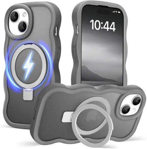 Vista 57 de Magsafe - Funda magnética para iPhone 12 Pro Max, compatible con Magsafe con marco ondulado, translúcido, mate, parte trasera dura, de silicona, a