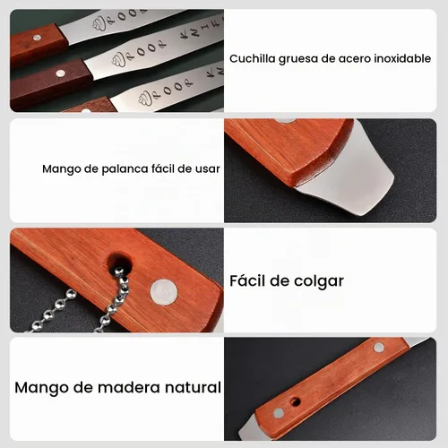 Vista 5 de Cuchillo para caca, cuchillo de caca de metal duradero de 12 pulgadas para bloque de inodoro, mango de madera extra largo, palo de caca, broma