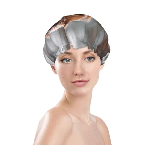 Vista 3 de Gorro de ducha de invierno para perro de nieve, reutilizable, doble capa, impermeable, con banda elástica, sombrero de baño, spa, salón de ducha