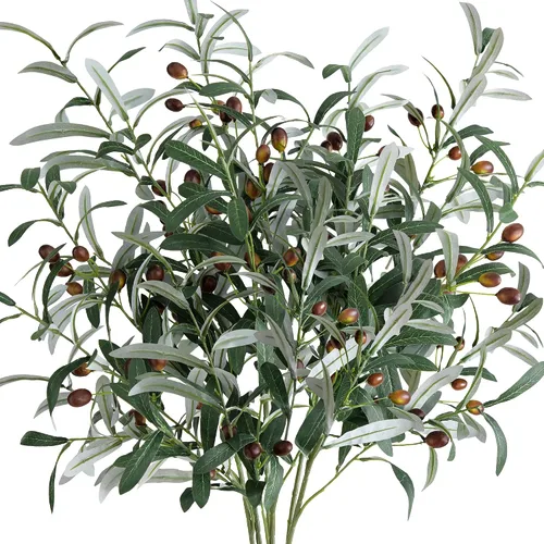 Vista 10 de FiveSeasonStuff Ramas de hoja de olivo artificial de 30.3 pulgadas, 6 tallos para jarrones Verde en ambos lados