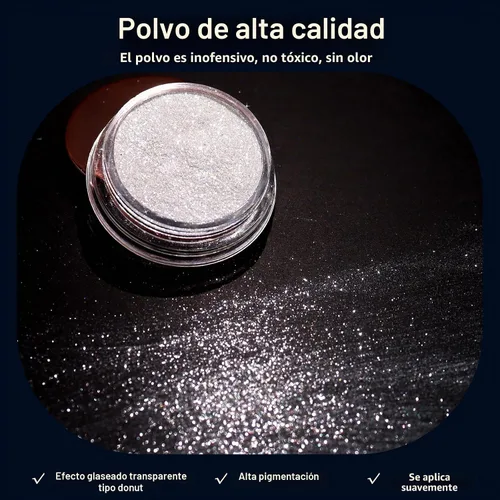 Vista 2 de Allstarry Polvo de uñas cromado blanco esmalte Aurora Donut Effect Pigment A-Glaze Blanco