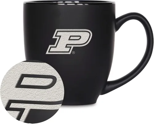 Vista 349 de Rico Industries - Taza de cerámica mate negra con grabado láser estándar de 15oz para NCAA (escuelas T & U) - Para bebidas calientes o frías